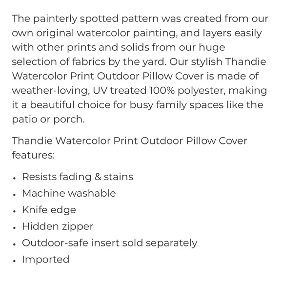 Ballard Design Thandie Watercolor Outdoor Pillow Shams - Picture 6 of 7